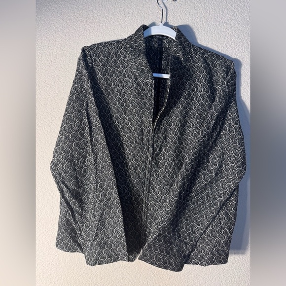 Eileen Fisher Rosette Jacquard Jacket Women's Black and White Patterned Jacket M - Picture 9 of 16